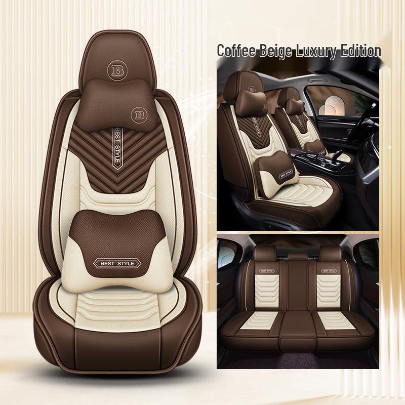 All-Season Linen Car Seat Cushion - Full Coverage & Universal Fit