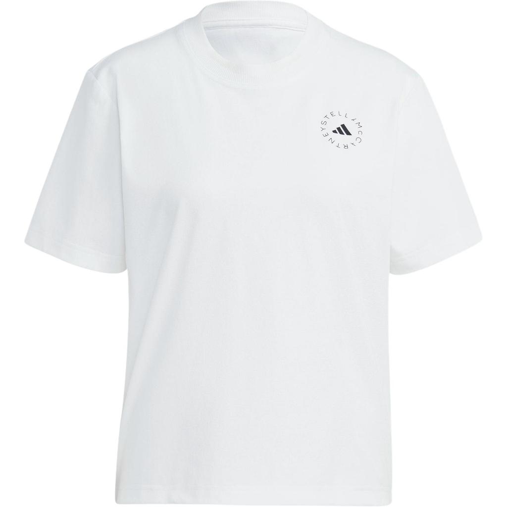 Adidas Solid Color Logo Print Loose Round Neck Short Sleeve T-Shirt Women Tops White HR9167