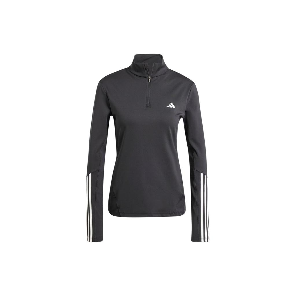Adidas Hyperglam Training Quarter-Zip Track Top Long Sleeve Fitness Shirt Women tops Black IN6841