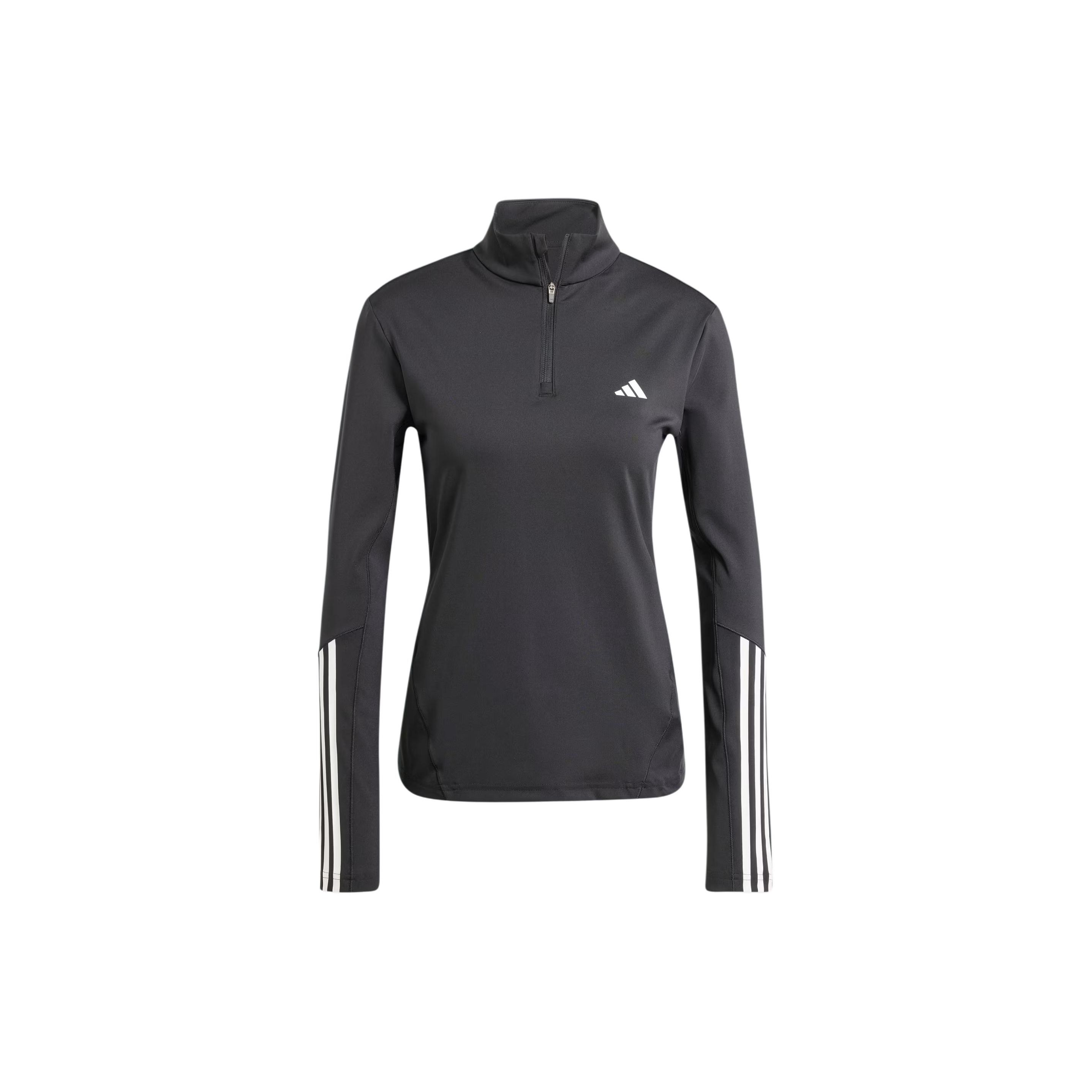 

Adidas Hyperglam Тренировочный трек-топ на молнии до четверти, с длинным рукавом, фитнес-футболка, женские топы, черный IN6841 L