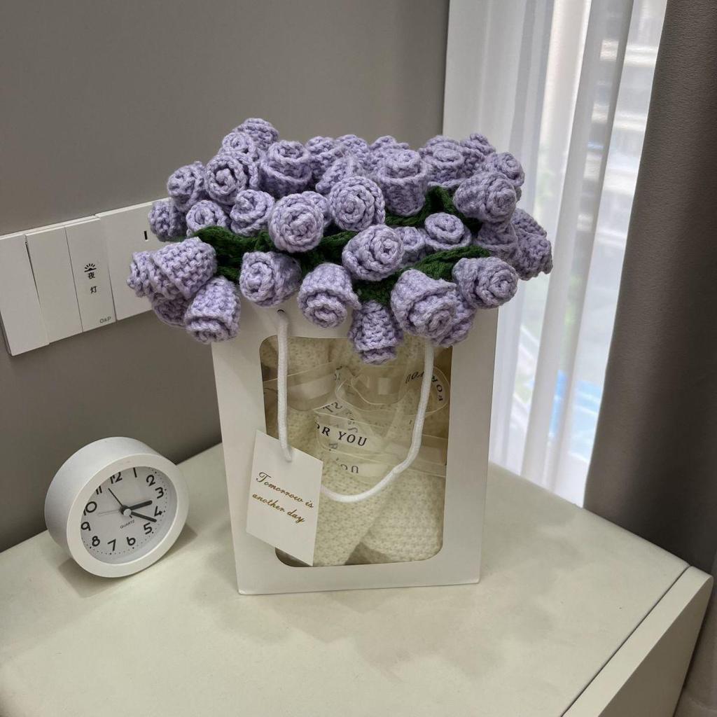 Hand-Knitted Rose Bouquet Crochet Blanket Shawl