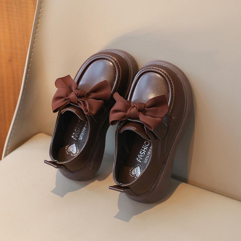

Girls 2026 Spring Leather Bow Shoes - Korean Style Princess Performance Footwear Size 23-25 - Set of 3 Pairs коричневий