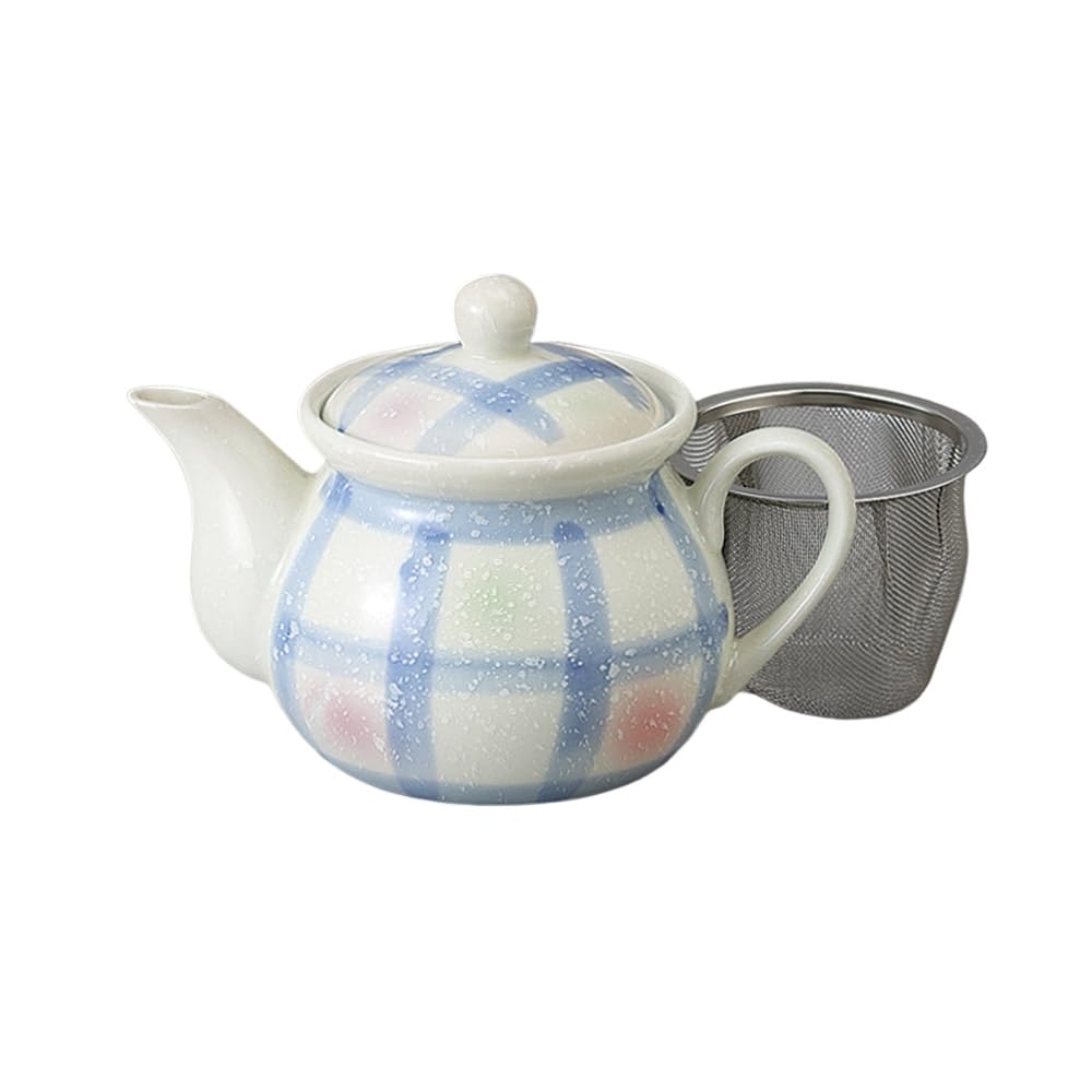 Ale-net Teapot, 330cc, White Lattice Pattern with Tea Strainer, Porcelain, Stylish
