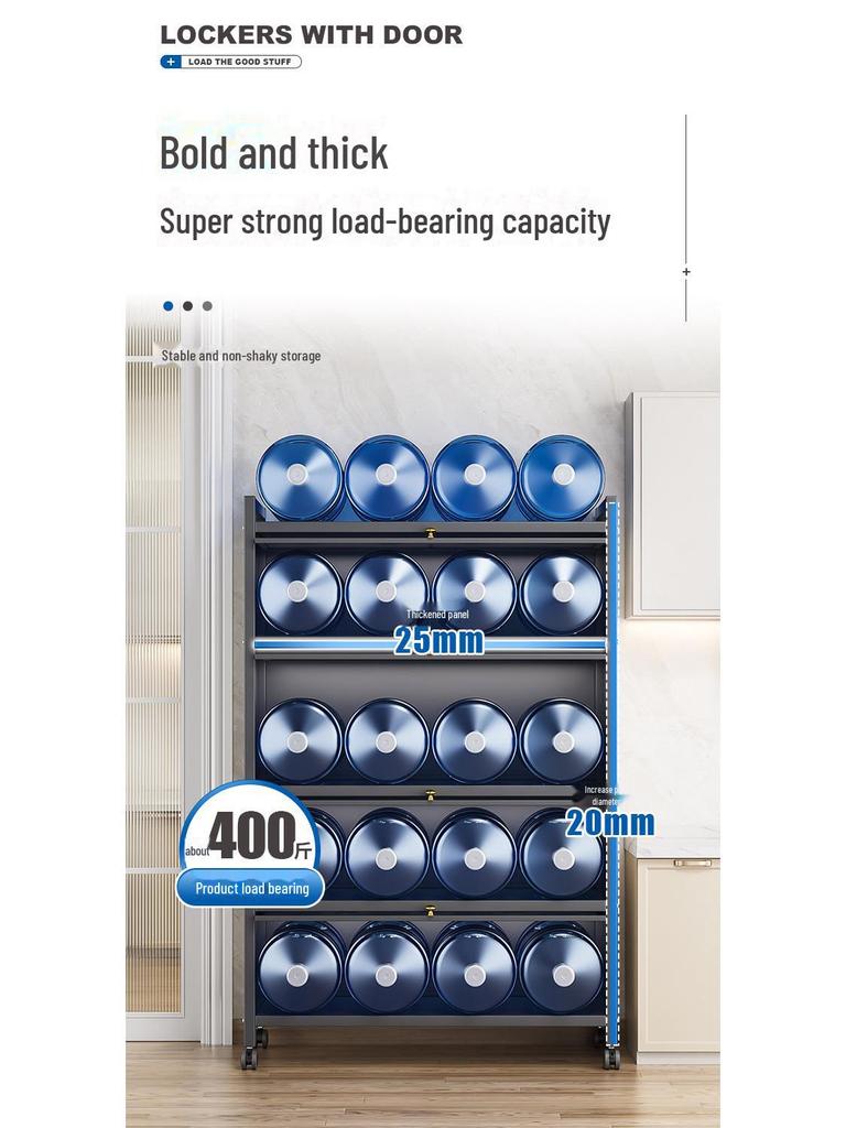 Kitchen Storage Cabinet with Microwave and Pot Rack