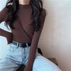 Women's 2026 Autumn Slim Fit Black Knit Long-Sleeve Half-High Neck Sweater