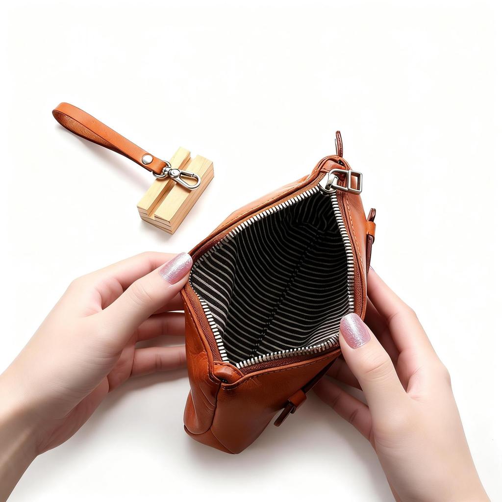IJUN Vintage Clutch Bag for Women - Handmade Vegetable-Tanned Leather, XXS Size (Orange)