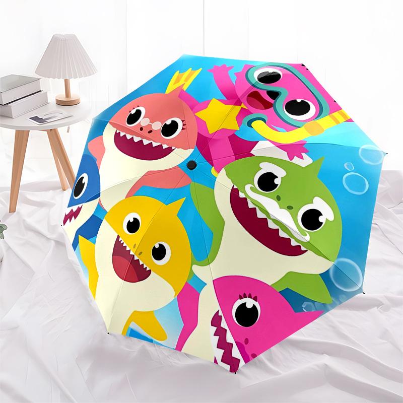 Baby Shark, Underwater Adventure Automatic Opening and Closing, 8 rib Structure Portable Umbrella, Suitable for Men and Women in All Seasons