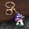 Zinc Alloy Keychain Pendant, Dripping Process Key Ring with Imitation Pearl Cartoon Mushroom Shape, Multiple Colors Bag Charm