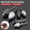 Mini Keyless Chuck Quick Change Electric Drill Bits Collet Converter Extension Screwdriver Chucks Adapter Fixture 1/4" Hex Shank