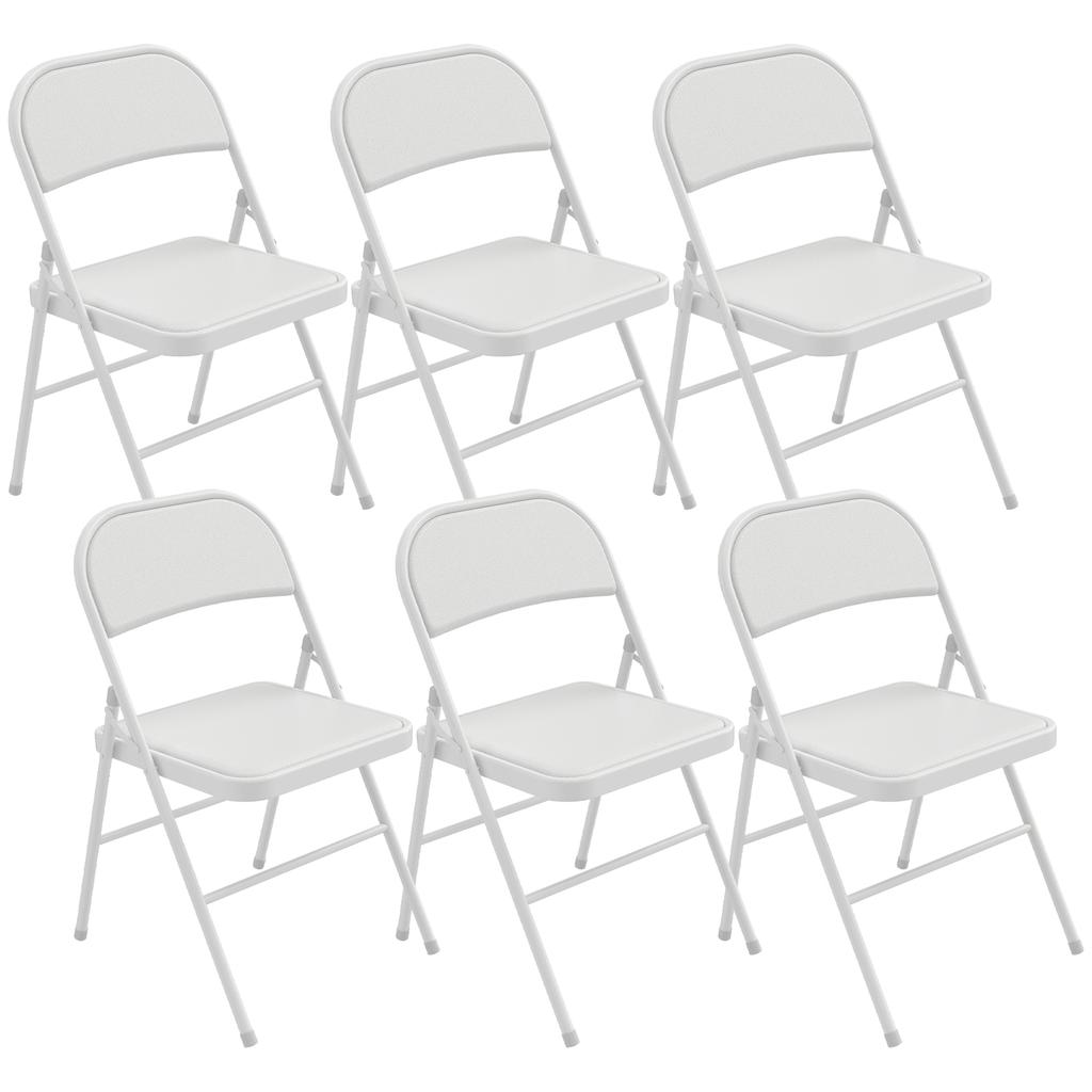 Set of 6 Folding Chairs Portable Dining Chairs Steel Frame 45 x 46 x 78 cm White