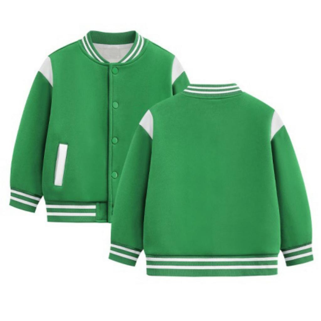 Kids Boys Girls Baseball Jacket Cardigan, Color Button Down Casual Outerwear for Spring and Fall