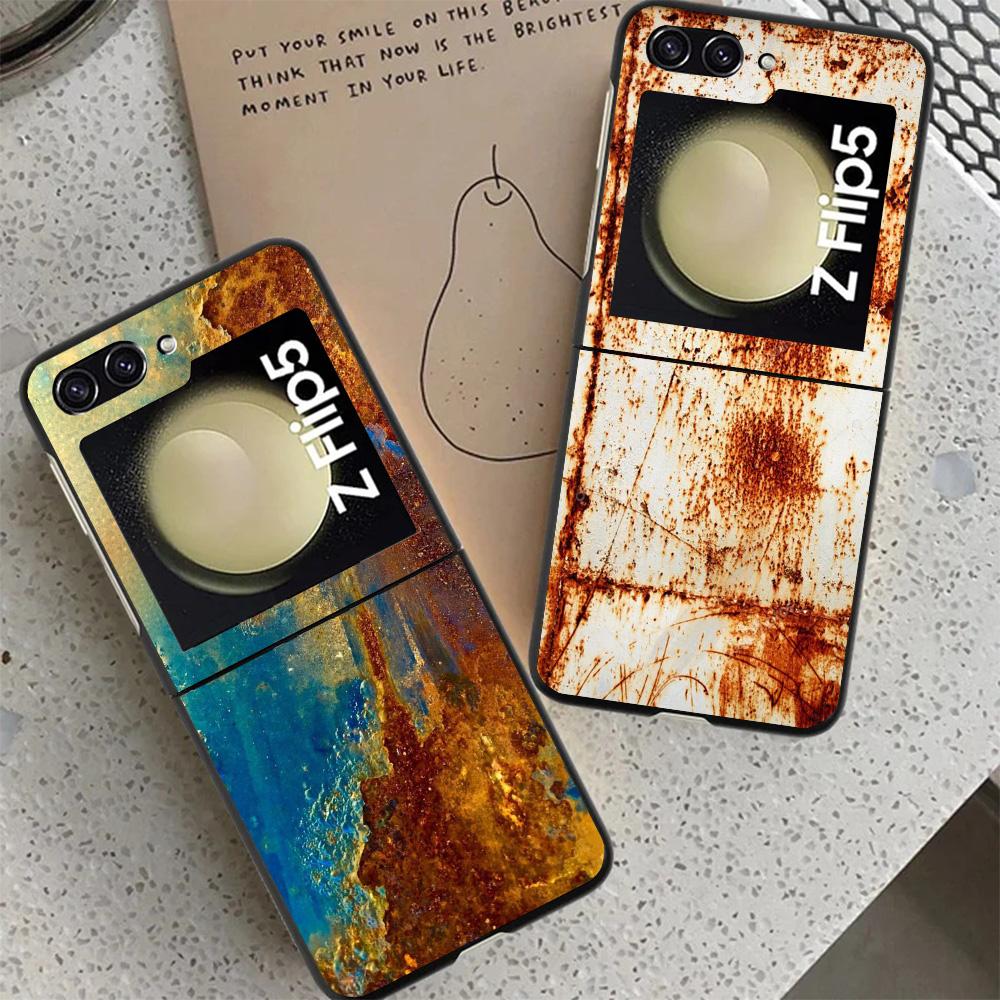 Vintage Industrial Style Rusty Pattern Case For Samsung Galaxy Z Flip 7 6 5 4 3 Z Flip7 Flip6 Flip5 Flip4 5G Phone Cover Flip3 F