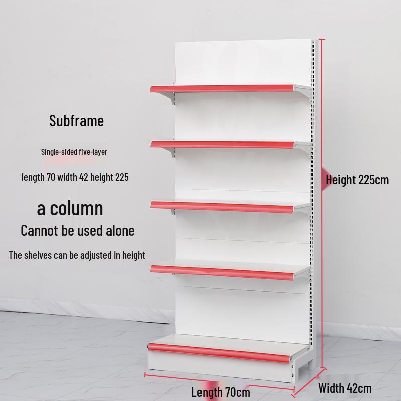 Adjustable Supermarket Display Rack for Snacks and Food, Single/Double-Sided, Ideal for Convenience Stores and Mother & Baby Products.