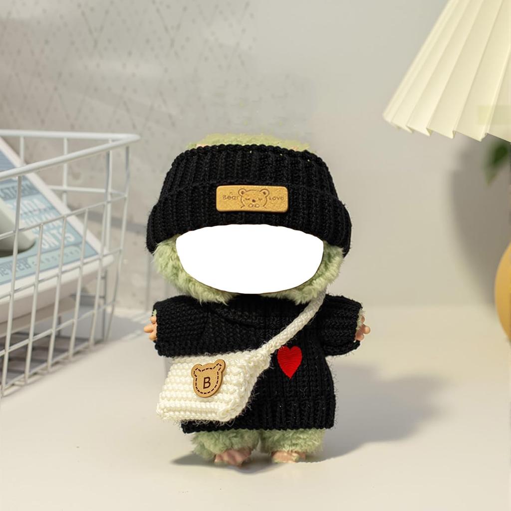 FTADI Doll Clothes, Doll Replacement Clothes (Doll Not Included), Handmade Crochet 4-Piece Doll Accessories Set, Premium Clothes - Heart-Shaped