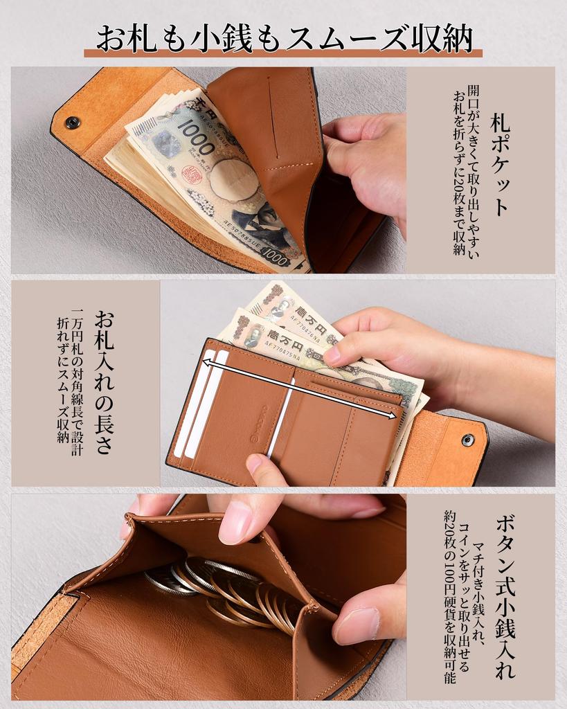 Modiko Bifold Genuine Pueblo Handcrafted by Top Large Easy to Bifold Wallet for Gift Men's Wallet, Leather, Artisans, Capacity, Use, Compact, Men,