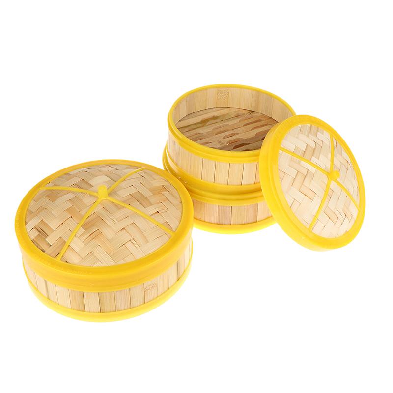 1Pc 5-6.5 Inch Cook Sticky Rice Chinese Food Making Handmade Steamer Basket With Lid Bamboo Kitchen Cookware Dumpling Steamer