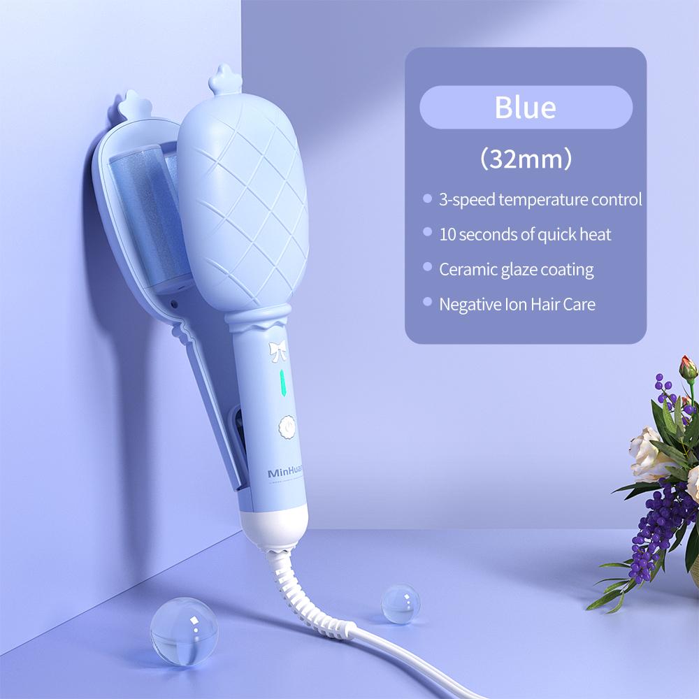 

Плойка для завивки волос, щипцы для гофрирования, плойка для создания пляжных волн, ионная плойка для глубоких волн, инструмент для завивки волос с керамическим покрытием для женщин US синий