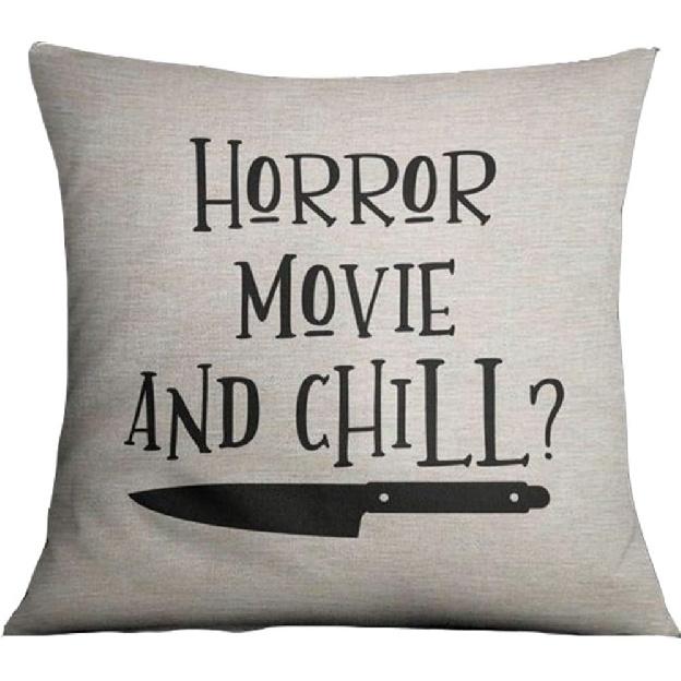 Horror Movie and Chill Pillows Covers 18x18inch Halloween Throw Pillowcase Pillow Cover for Horror Movie Lover Home Bed Couch Color: Horror Movie