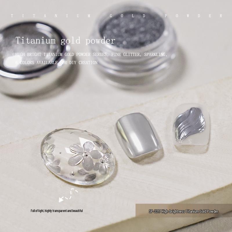 

Радужная титаново-золотая зеркальная пудра для ногтей - Высокоглянцевый гальванический лазерный глиттер