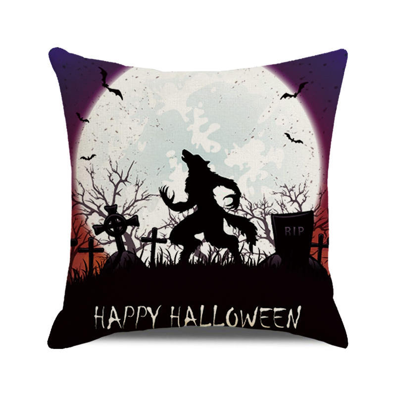Halloween colorful pumpkin devil Digital printing short plush pillow covers for car sofa office cushion cover home goods