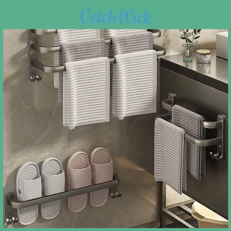 Elegant Space Aluminum Towel Rack In Gun Grey With Multiple Layers For Efficient Bathroom Use