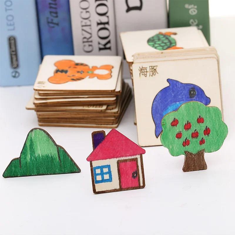 Kids Drawing Toys 20/32/50PCs Wooden DIY Painting Stencils Template Craft Toys Puzzle Educational Toys for Children Gifts