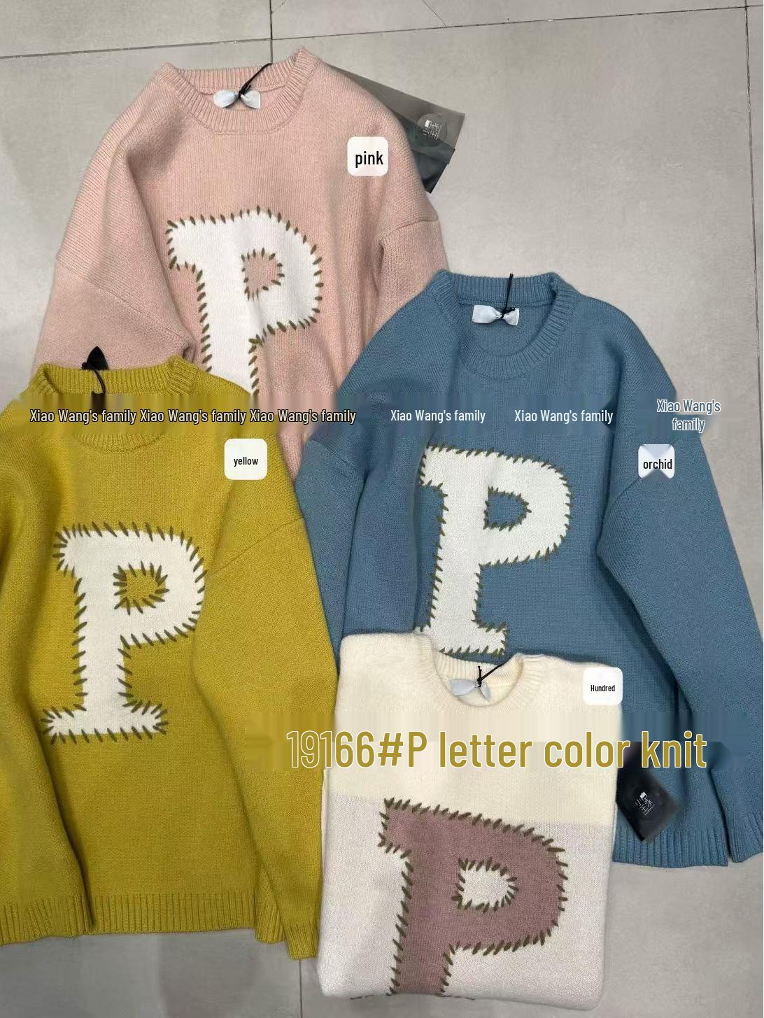 

Xiao Wang s Winter Loose Plus Size Korean Casual Letter Crew Neck Sweater One Size