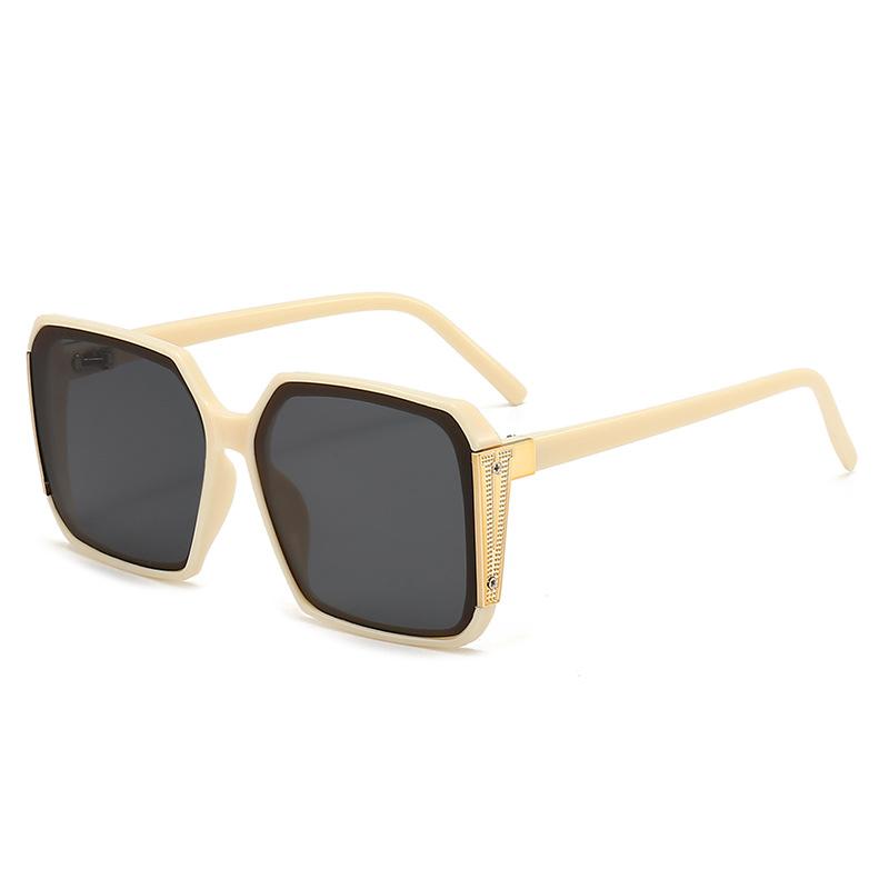 Luxury Metal Square Sunglasses, Vintage Oversized Frame Design, Uv400 Protection, Face Slimming Sunglasses 5632