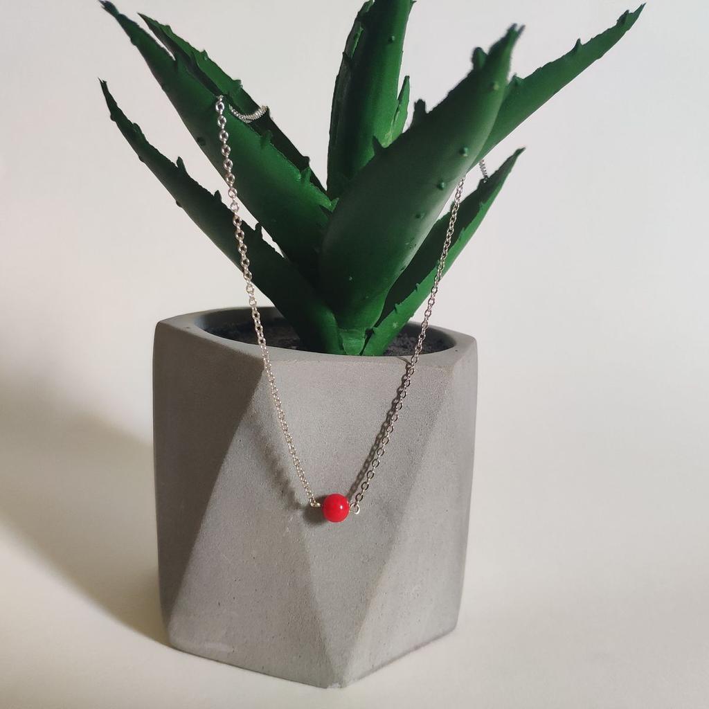 Silver Necklace with Coral, Product Weight 2.28 G (2147213)