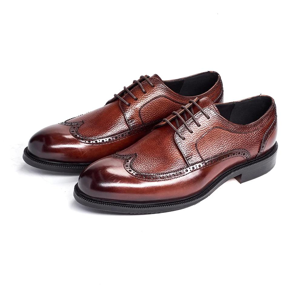 Fashion Handmade Men's Oxford Shoes 2025 Business Formal Classic Genuine Leather Cowhide Brogue Formal Shoes