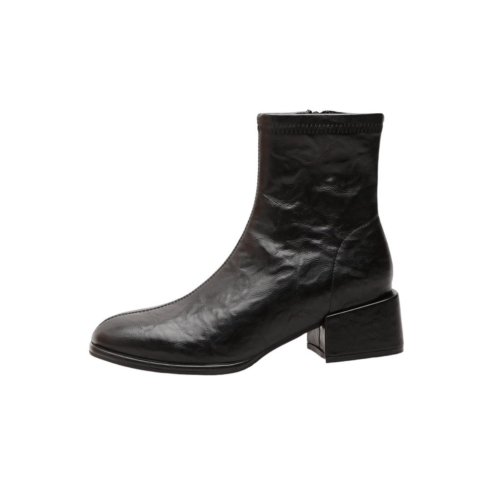 Women'S Autumn Boots Genuine Leather  New Autumn Winter Thick Heel Retro British Style Short Boots Casual Low Boots Women