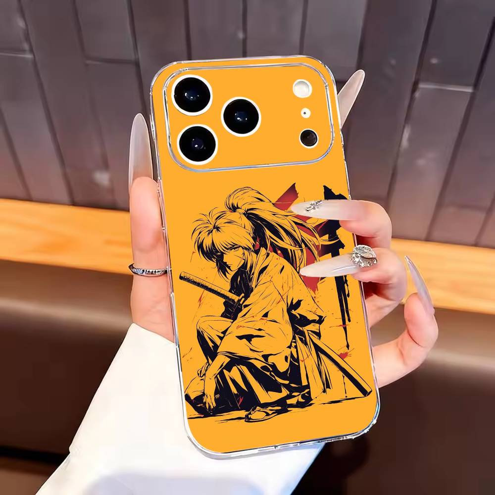 Anime R-Rurouni Kenshin Phone Case For iPhone17,16,15,14,13,12,11 Plus,Pro Max Soft Transparent Cover