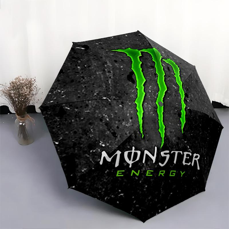 Monster Energy pattern, automatic folding umbrella, portable and foldable design, 8 ribs, a Christmas or birthday gift.