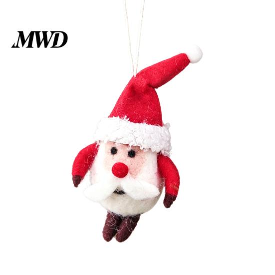 Festive Home Party Supplies Christmas Felt Ornament, Handmade Wool Santa Candy Cane House Soft Woolen Decorations for Kids Snowman Hanging Holiday