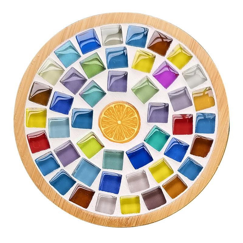 Handmade Diy Mosaic Cup Mat Bottom Bamboo Pad Early Education Free Creation Handicraft Toys