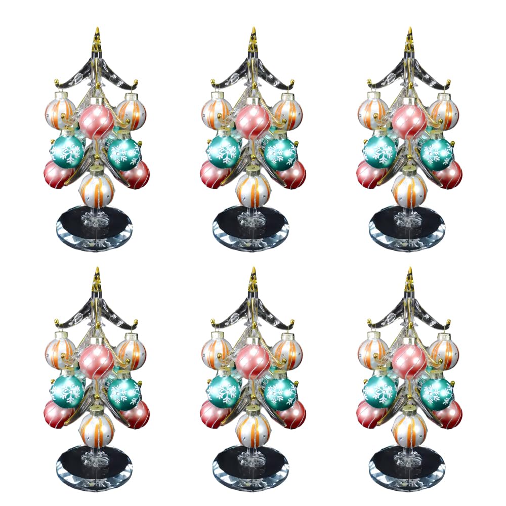 Four Cart Cute Handmade Glass Crafts [Pastel Tree] X 6-Piece Set