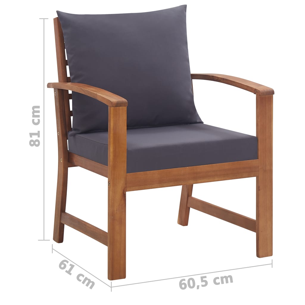 Garden Lounge Set with Cushions 4 Piece Solid Acacia Wood