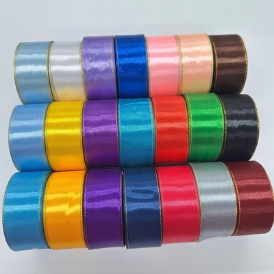 Satinband mit Goldrand: 4cm Handgefertigte DIY Rose, Hochzeitskuchen & Geschenkdeko-Girlande.