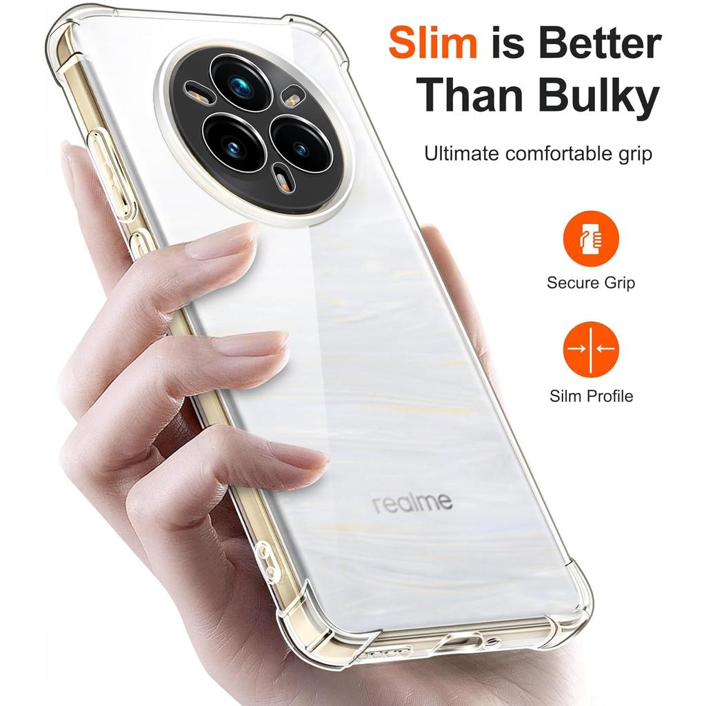 Cover Per Realme C11 2021 + 2 Vetri Temperati – Custodia Trasparente TPU Con Angoli Rinforzati, Nero/Oro