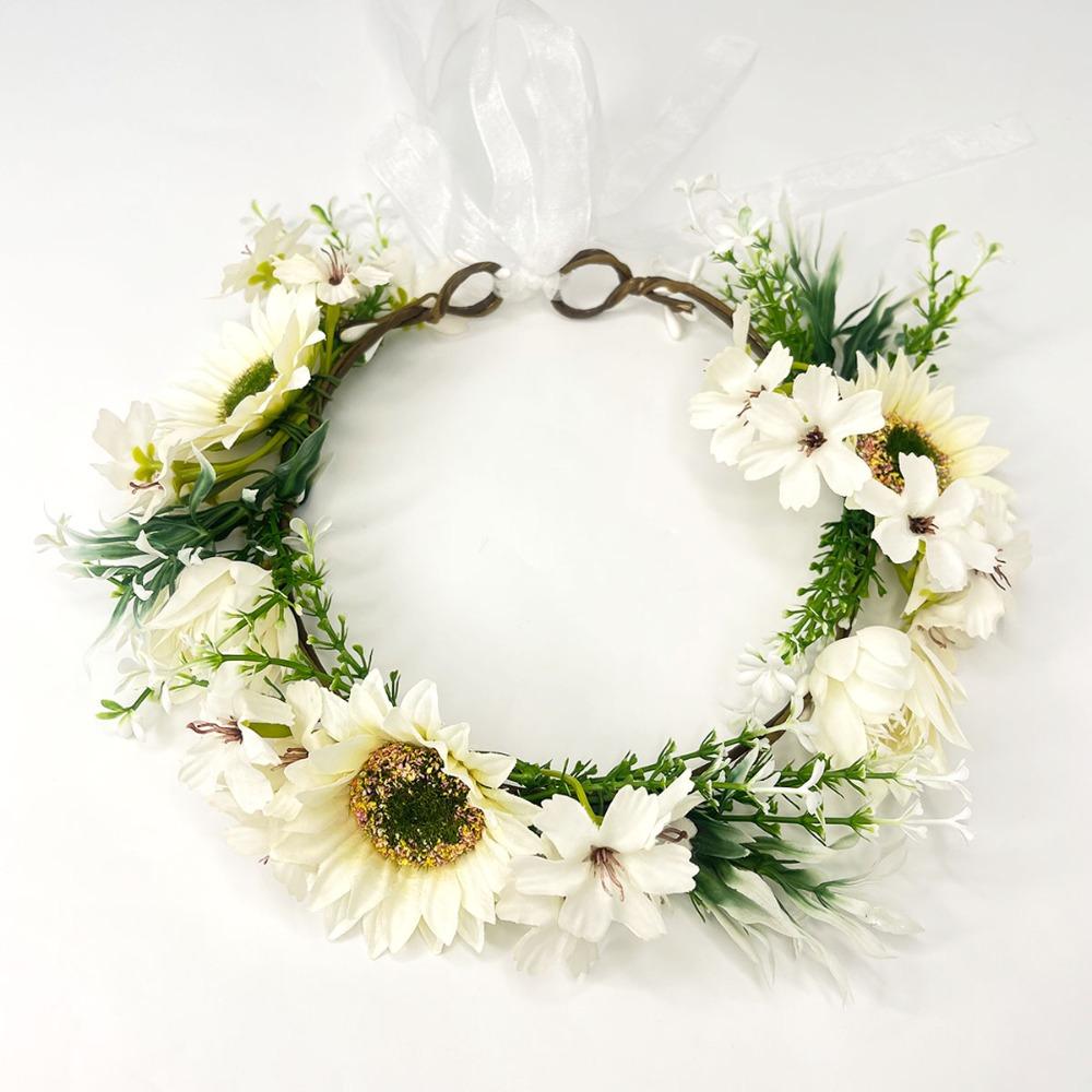 Fairy Sunflower Wreath Forest Hair Accessories Elf Princess Headbands  for Halloween Cosplay