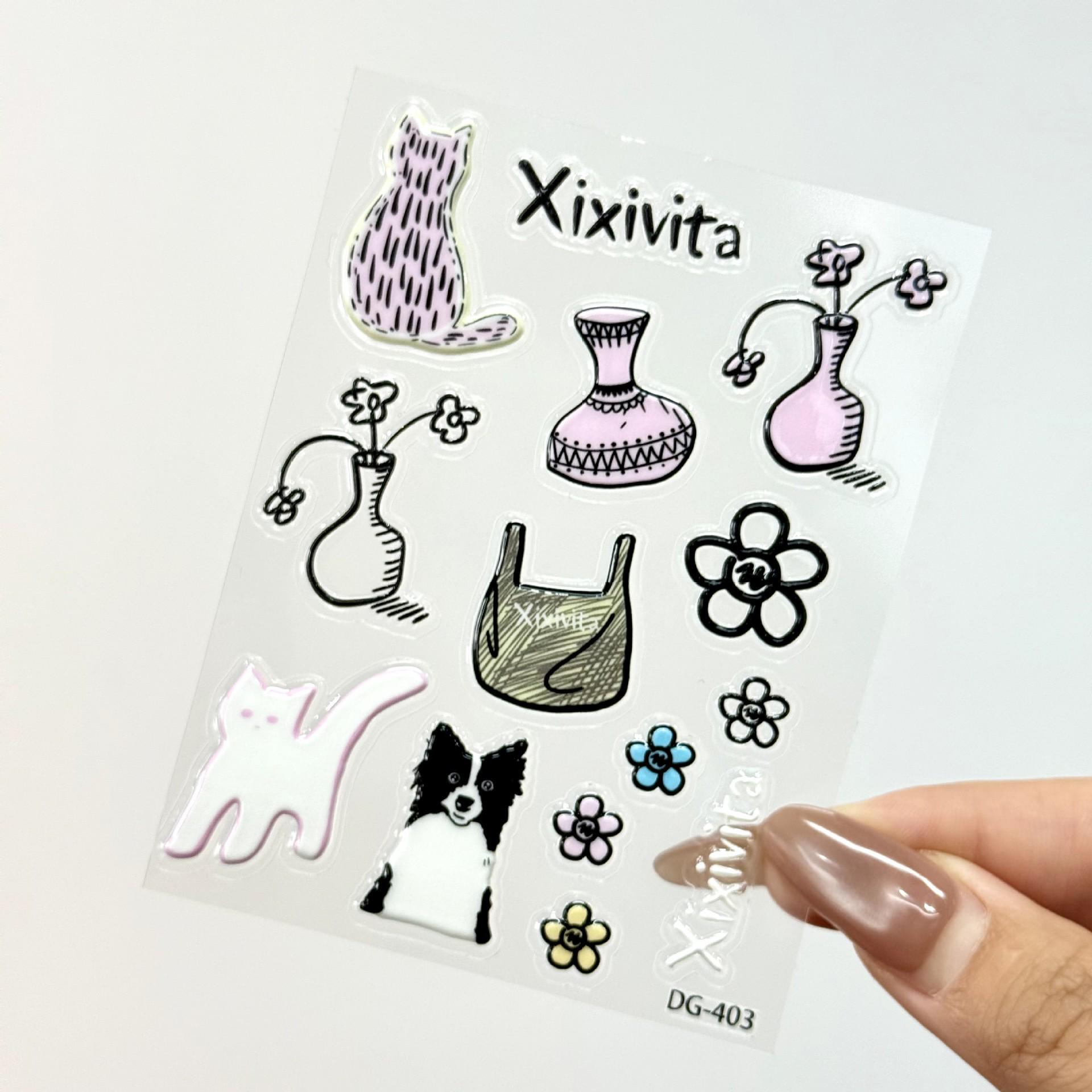 

Jelly Ins Nail Art Stickers: Cartoon Animals for DIY Decoration on Phone, iPad, Computer