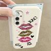 Cool Kiss Lips Print Case For Samsung S26 Ultra S25 A18 S24 S23 S22 S21 FE A15 A16 A17 A35 A36 A37 A54 A55 A56 A57 Leather Texture Silicone Cover
