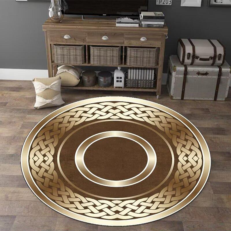 European Style Luxury Round Carpet Home Decoration Living Room Non-slip Large Rugs Bedroom Cloakroom Short Velvet Floor Mats