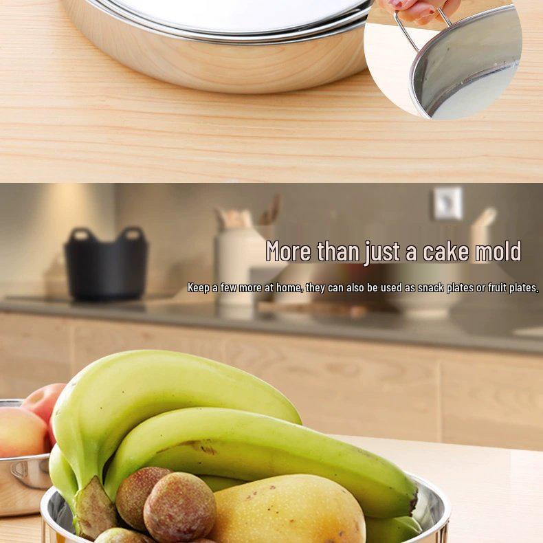 304 Stainless Steel 8-Inch Round Cake Mold for Baking Nian Gao and Fa Gao. Includes 6 and 4 Inch Molds.
