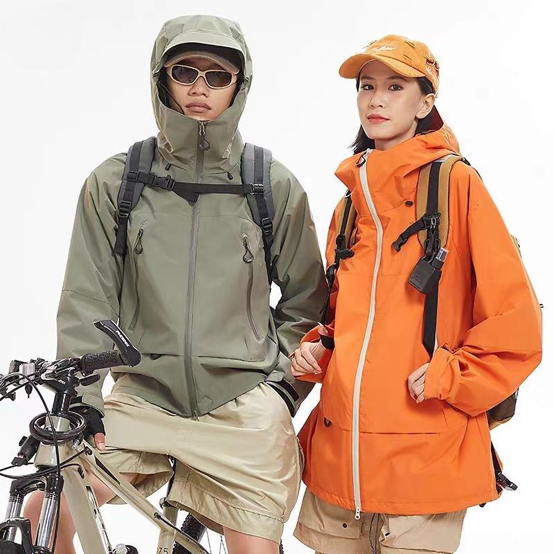 Outdoor Jackets for Men and Women Casual Solid Color Breathable Waterproof Loose Jackets