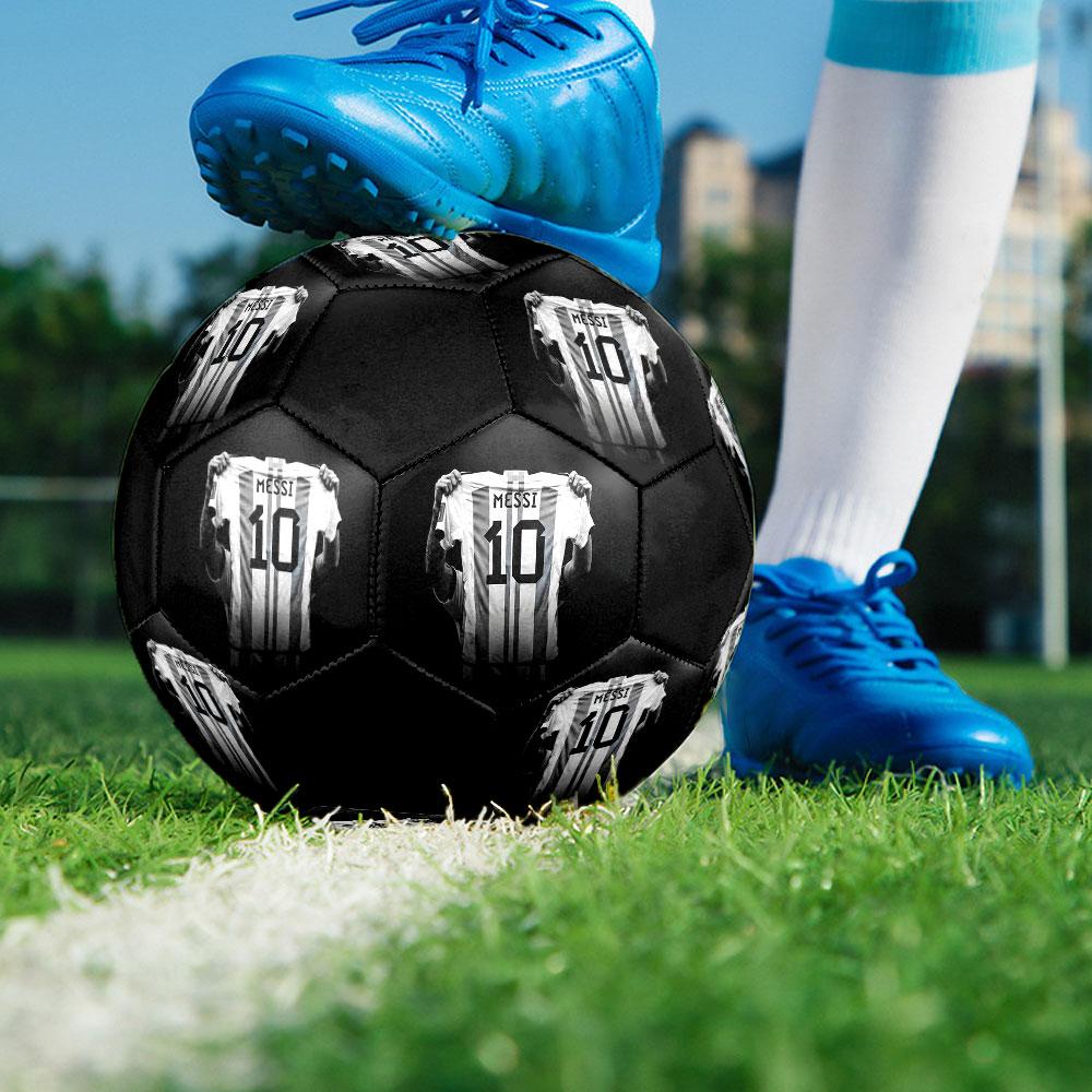 Messi Size 5 Soccer Ball, Machine-Stitched PVC, Durable & High Bounce, All Ages Fit, Fan Merchandise, Matches & Outdoor Use.