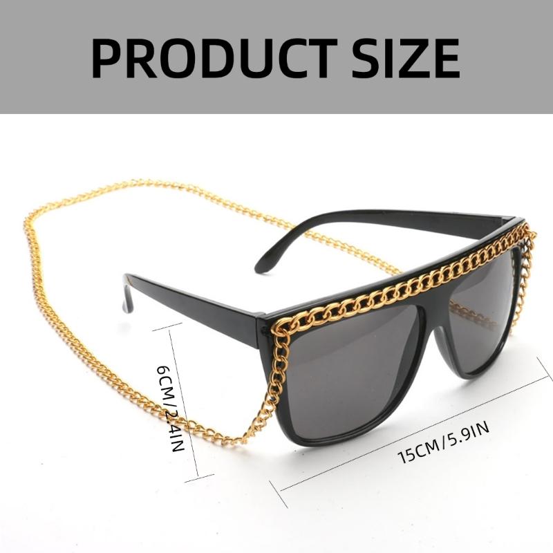 Stylish Gold Chain Eyeglasses Novelty Cosplay Party Sunglasses For Women Men Music Festival Halloween Parties Cosplay