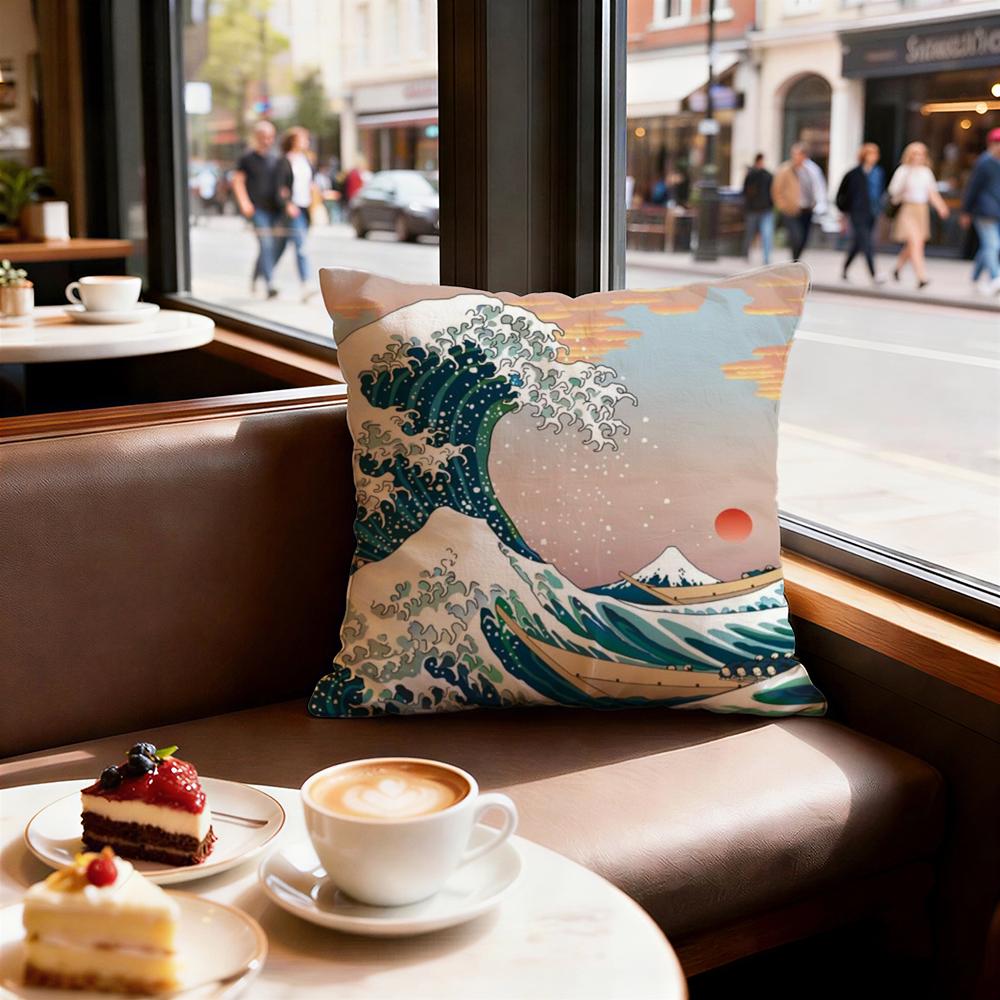 

Pattern Japanese Waves Cushion Cover Decorative Cushions Covers Cover Sofa 50x50 Pillow 4 Piece 45x45 40x40 Pillowcase 30X30cm
