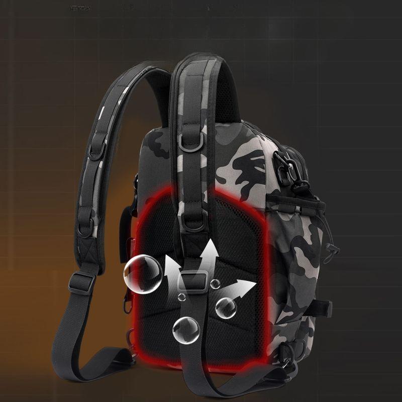 Nylon Fishing Backpack Bag Waterproof Large Capacity Fishing Tackle Storage Bag Grey/Black Double Layer Outdoor Shoulder Bag