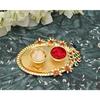 Golden Metal Kumkum Holder/Kumkum Box for Gifting,Pooja, Thali, Mandir, Home, Temple, Gifting Golden Kumkum (Peacock Roli Kumkum)